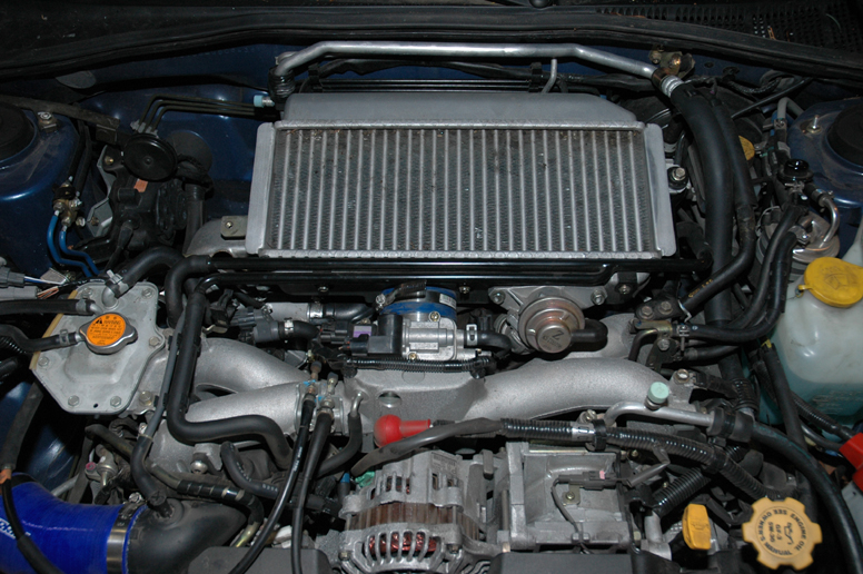 This is the stock WRX engine with the stock intercooler on top.